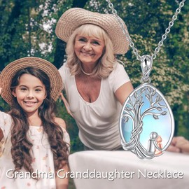 POPLYKE Grandma Necklace for Women Tree of Life Moonstone Grandma Gifts Sterling Silver Granddaughter Jewellery Granddaughter Gifts from Grandma Birthday, Sterling Silver, Cubic Zirconia
