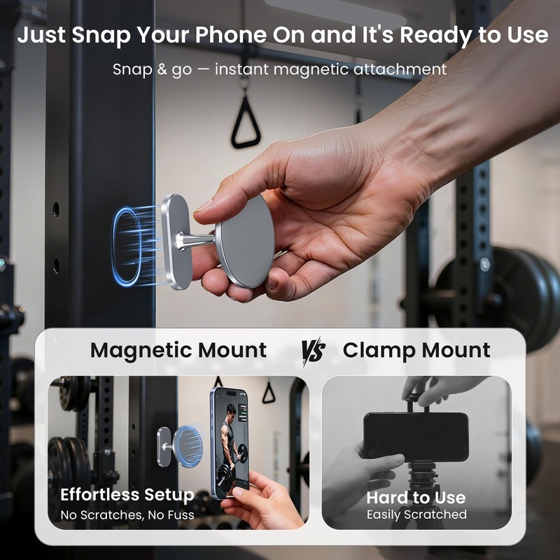 Itramax Magnetic Phone Holder for Gym,360° Dual-Sided N52 Magnet Mount
