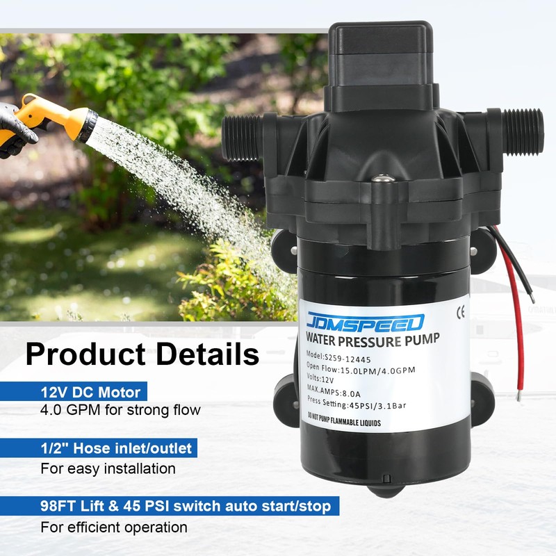DICMIC 4.0 GPM 12V DC 45 PSI Revolution Water Pump