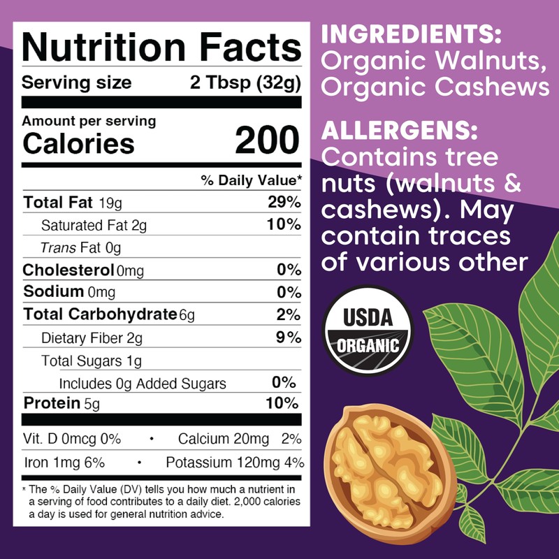 Wilderness Poets, Walnut Butter with Cashews - Organic & Raw