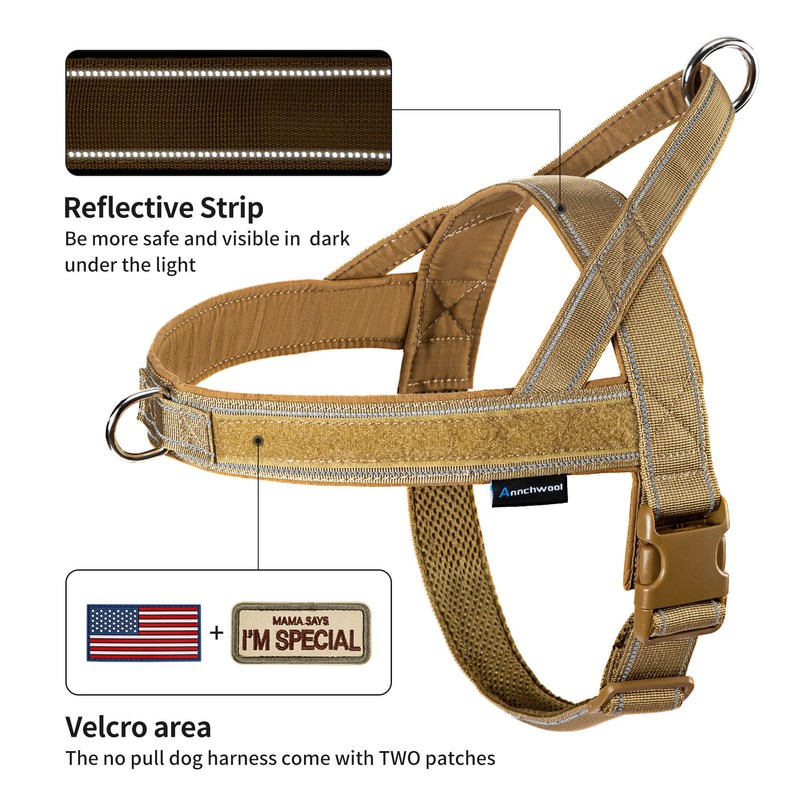 Annchwool No Pull Dog Harness with Soft Padded Handle,Reflective Strip