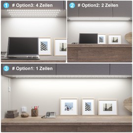 WOBANE Kitchen LED Under-Unit Light, 4 x 50 cm LED Cabinet Lighting with Switch, 12 V LED Kitchen Lighting, LED Strip Kitchen, for Cupboard, Shelves, Showcases, Wardrobe, 120 LEDs, 6000 K Cool White,