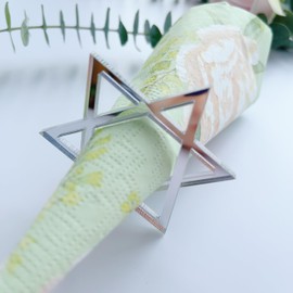 Star of David Pack of 12 Acrylic Napkin Ring Holder, Jewish Passover Hannukah New Year Decor (Mirror Gold)