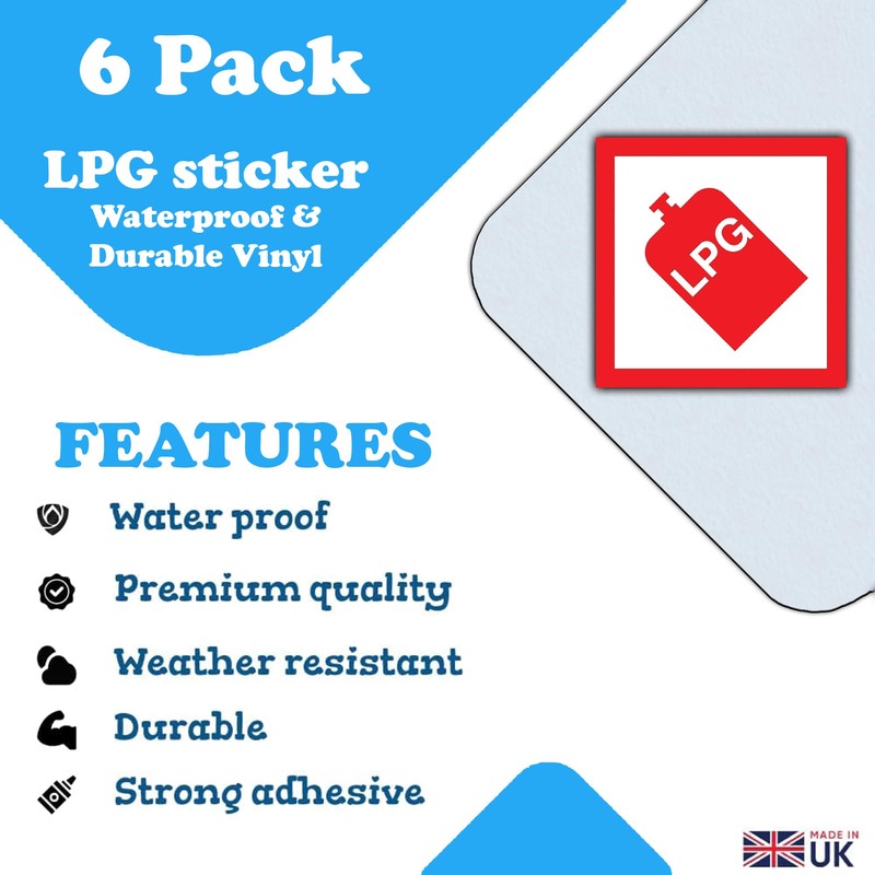6 Pack - LPG Warning Stickers - 100mm x 100mm