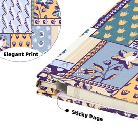 Vienrose Photo Album Self Adhesive Scrapbook for 4x6 5x7 8x10 Photos, Baby Album Gift, Linen Cover with Vintage Floral Patchwork Design