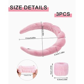 TPZORJX Sponge Headband Bracelet Sets for Washing Face Makeup Headbands for Women Girls Skin Care Removal Spa Yoga Sports Shower Headband Terry Towel Fabric Hair Band - Pink
