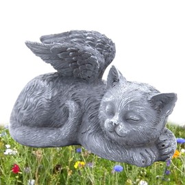 LhyBtm Cat Angel, Sleeping Cat, Sleeping Angel Cat, Grave Ornament for Cats, Angel Wings for Pets, Memorial Stone Cat, Resin Grave Ornament Statue for Home (11.7 x 6.1 x 5.8 cm)
