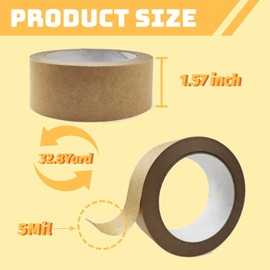 2 Pcs Heavy Duty Writable Packing Tape, ltra Strong Kraft Paper Packing Tape,Eco Friendly & Biodegradable Kraft Paper Tape,Non-Coated Surface, 28 Yards (40 mm)