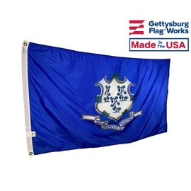 12x18" Connecticut Boat Flag - All Weather Nylon & Reinforced Fly End Stitching - Made in USA (12x18")