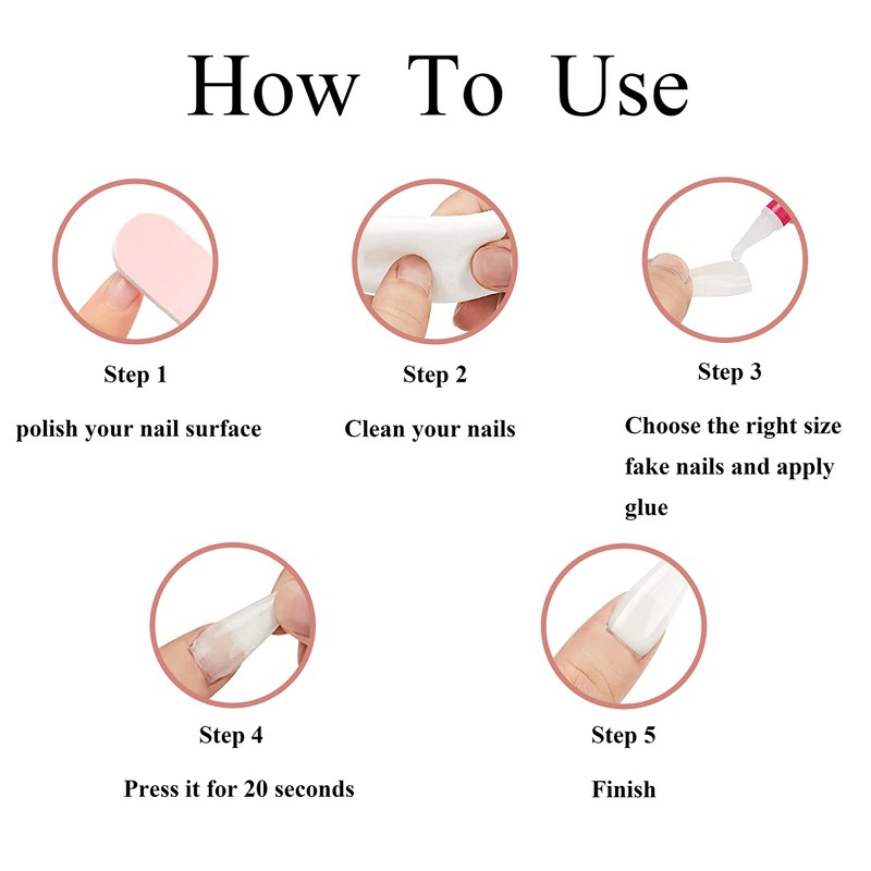 MERVF Square Press On Squoval Acrylic Nails with Glitter Design