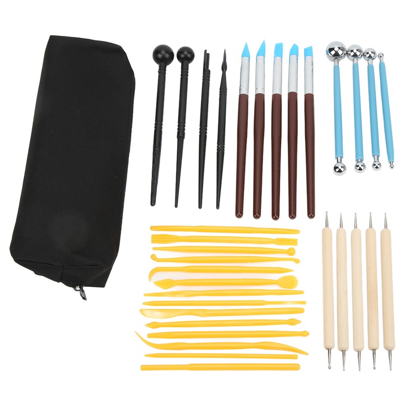 Clay Sculpting Tools Kit 33pcs Ball Stick Silicone Pen Portable