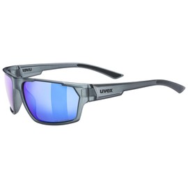 uvex Sportstyle 233 P - Sports Glasses for Men and Women - Polarized - Mirror Effect - Smoke Matt/Blue - One Size