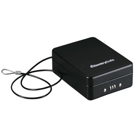 SentrySafe Small Safe, Black Lock Box with Combination Lock for Office or Dorm Secures Money, Passport, Jewelry, 0.05 Cubic Feet, Exterior: 2.6 in. H x 5.9 in. W x 8.0 in. D, ‎P005C