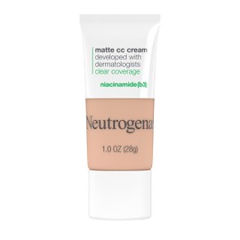 Neutrogena Clear Coverage Flawless Matte CC Cream, Full-Coverage Color Correcting Cream Face Makeup with Niacinamide (b3), Hypoallergenic, Oil Free & Free, Barley Beige, 1 oz