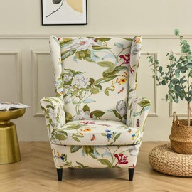 MINGPINHUIUS Wingback Chair Cover Sofa Slipcover - Stretch Polyester Wingback Armchair Covers Super Soft Furniture Protector Couch for Living Room Machine Washable/Skid Resistance