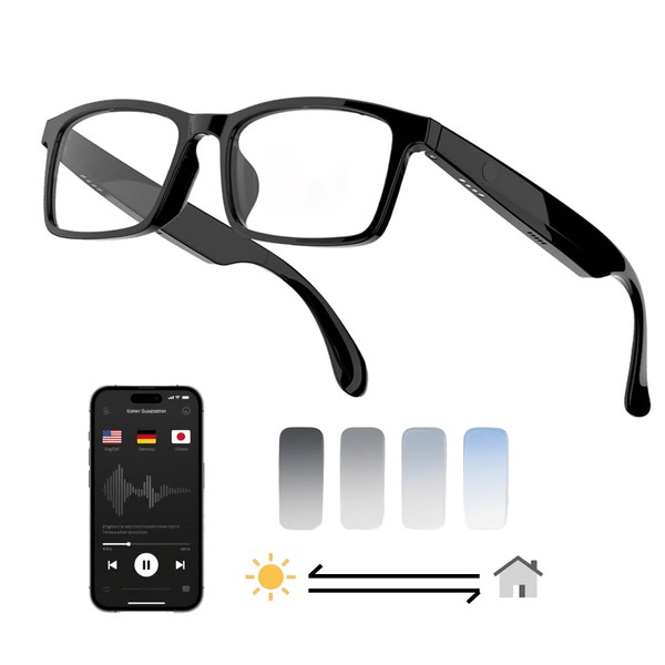 MNVOEQ AI Smart Glasses for Men Women with Bluetooth Wireless