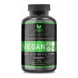 NSN Vegan Omega 3 6 9 Cápsulas con Hierro Vitamina B12 K2 Sin Sabor                                                                                   