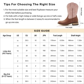 Kids Western Cowboy Boots for Boys Girls Square Toe Cowgirl Boots Mid Calf Riding Shoes with Zipper (Little Kid/Big Kid)