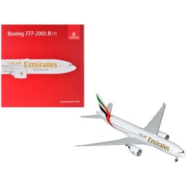 DCD Boeing 777-200LR Commercial Aircraft A6-EWA Emirates Airlines 1/200 Diecast Metal Model White Striped Tail Gemini 200 Series
