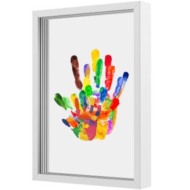 My Family Prints Handprint Set with 4 Plexiglass Sheets, 6 Non-Toxic Paints, Memory Frame, Brush, Eraser, Family Footprint Kit for DIY