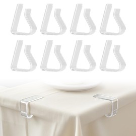 8 Pcs Clear Plastic Table Cloth Clips - Heavy Duty Windproof Tablecloth Clamps for Outdoor Picnics, Parties & Camping - Transparent Table Cover Clips for Christmas, Weddings & Family Gatherings