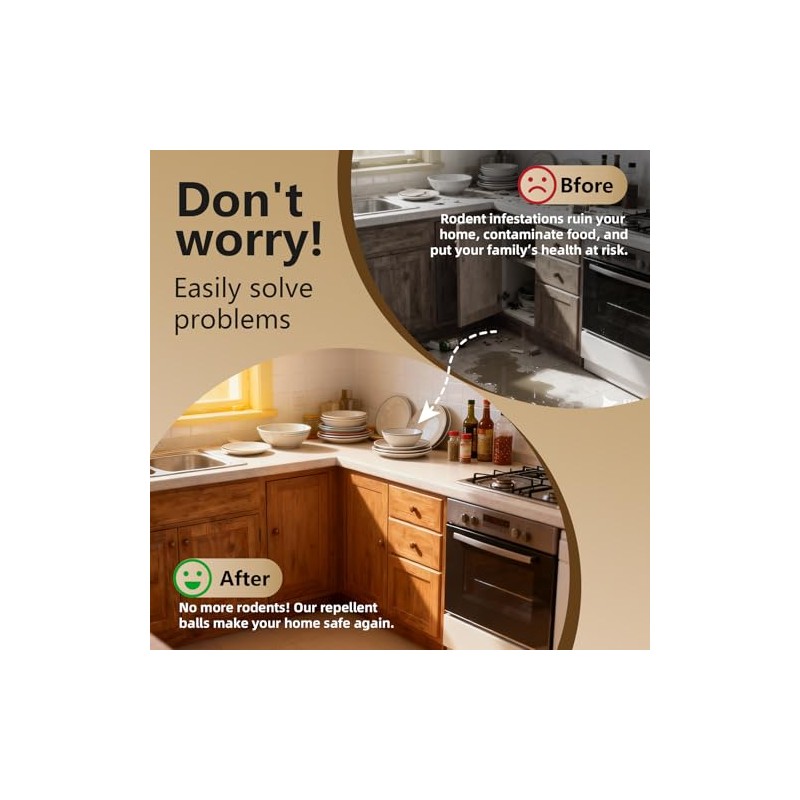 Mouse Repellent 34 Balls, Peppermint Rodent Repellent for Indoor &
