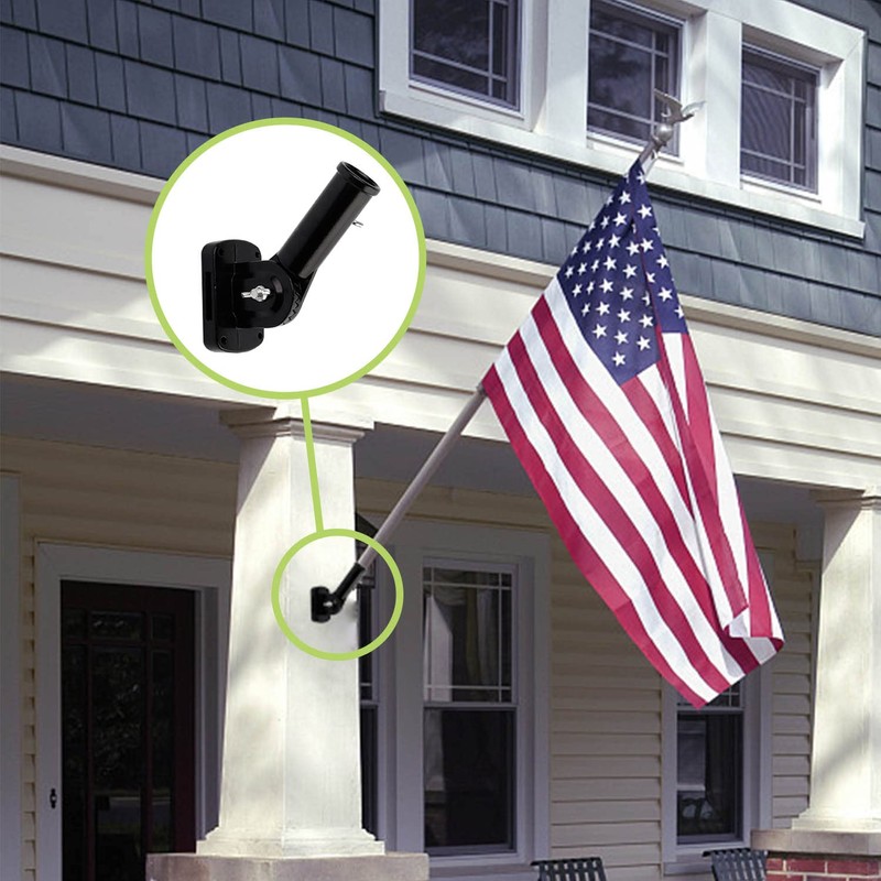 MYLERCT Aluminium Flagpole Holder, Adjustable and 180° Rotatable, Black, 26.8