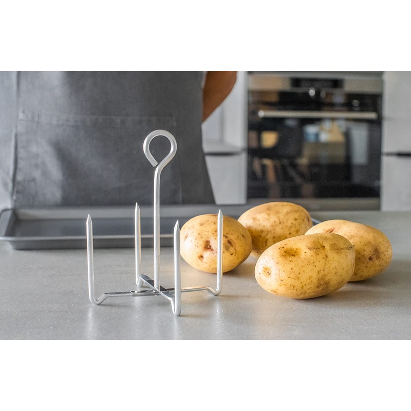 KitchenCraft Baked Potato Stand, Aluminium, 12 x 14.5 cm, Silver