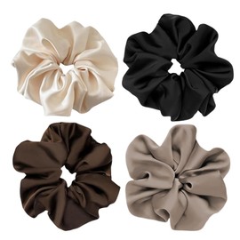 4 Stück Haargummis Seide Scrunchies Satin für Damen, Damen Pferdeschwanzhalter Haarband, Haargummis für Damen und Mädchen