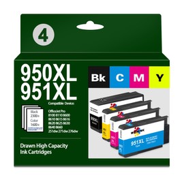 950XL 951XL Combo Pack Ink Cartridge Compatible for HP 950 950XL 951 951XL Replacement for HP OfficeJet Pro 8600 8610 8620 8100 8630 8660 8640 8615 76DW 251DW Printers Ink