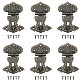 ZZLZX 6PCS Metal Jewelry Box Hook Hinge Lock 30 Screws Antique Brass Wooden Box Hinge Closing Hasp Latch Lock 3.4x2.3 inch for Wooden Box Gift Box DIY Box Hasp