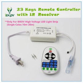 IEKOV Max 750W, AC 110V 120V to DC 110V Power Supply Adapter with IR Receiver + 23 Keys Remote Control only for IEKOV High Voltage LED Light Strip (Single Color,10m-20m)