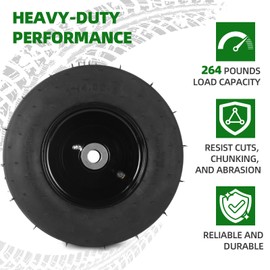 AR-PRO AR-PRO (2-Pack) 11x4.00-5 Tire and Wheel Assembly, 11x4-5 Lawnmower Tire (4-Ply) and Rim with Tube, 3.4 Centered Hub with 3/4 Bushing, Universal Lawn Mower/Yard Tractor Turf Tires