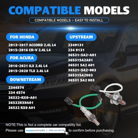 234-9131 234-4574 Oxygen O2 Sensor for Honda Accord 2013-2017 CR-V 2015-2016 Acura ILX 2016-2021 TLX 2015-2020 Upstream and Downstream 2-PC Set Replace 36531-5A2-A01 36532-RX0-A01