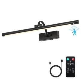 DESOOP Wireless Black Picture Lights for Wall Motion Activated, Motion Sensor Gallery Lights Auto-Off Art Lights for Portraits Display 24 Inch 5W Warm White