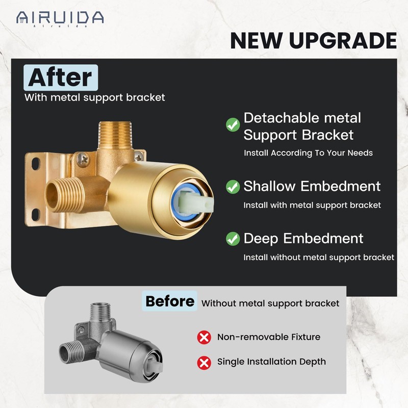 Airuida Single Function Shower Trim Kit Shower Faucet Set Wall
