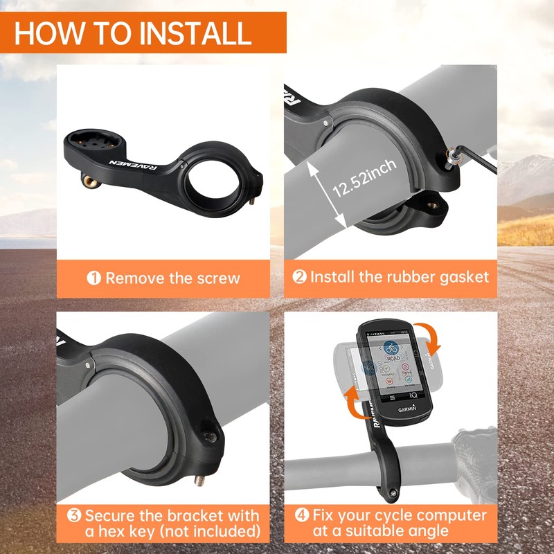 RAVEMEN AOM01 Bike Computer Mount, Out-Front Bike Computer Mount Compatible