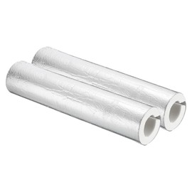 PATIKIL 2-3/5"(65mm) ID 3-3/4"(95mm) OD Pipe Insulation Foam Tube, 2Pcs 1.3Ft Self Adhesive Pre Slit Pipe Insulation Tube Cover Wrapping with Aluminum Foil for Winter Irrigation, White