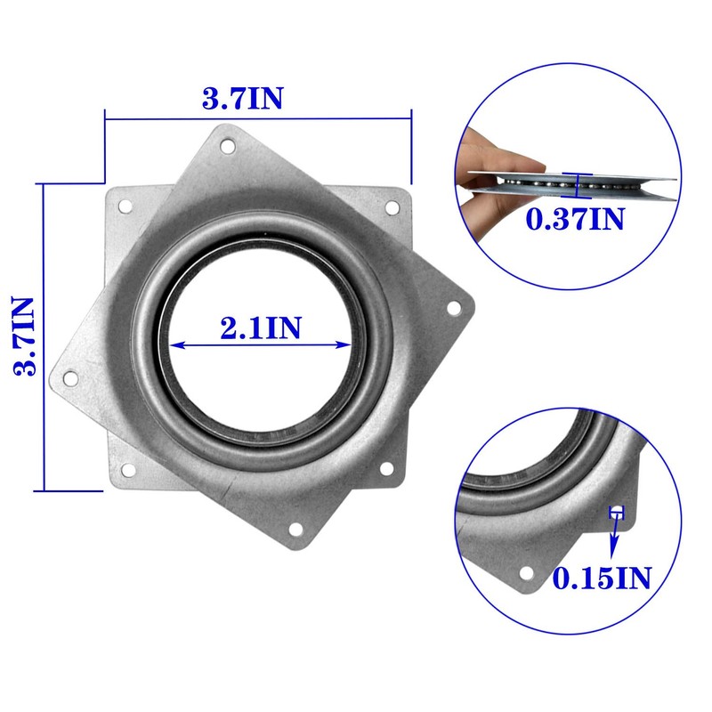 8Pack Lazy Susan Hardware, 4INCH Square Rotating Bearing Plate, 300lbs