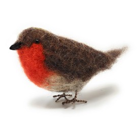 The Crafty Kit Company British Birds Robin Needle Felting Kit containing 100% British Wool, Felting Needles, High Density Sponge, Colour Instructions for Creative Children and Adults