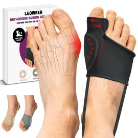 LEOWEER Bunion Corrector Sleeve, Breathable Bunion Big Toe Alignment Splint with Anti-Slip Heel Grip,4 Sizes,Extra Thick Gel Pads & Adjustable Straps for Hallux Valgus Comfort.