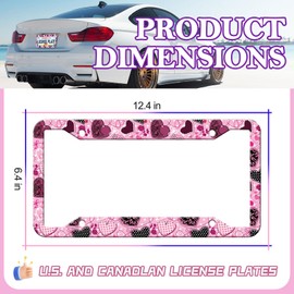 Hearts License Plate Frame - 2PCS Pink Hearts Funny Aluminum Metal License Plate Holder Covers, Rust-Proof Waterproof Car Decorative Tag Frames for Standard Us 12x6 Inch