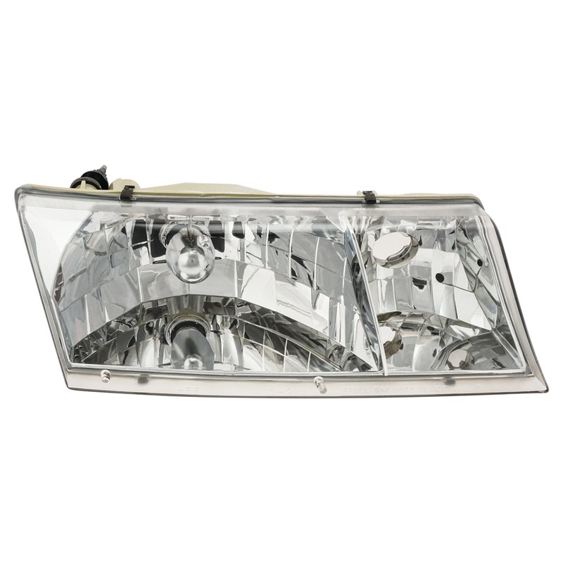 TRQ 2 Piece Headlight Assembly Set Chrome Bezel Driver &