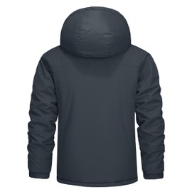 MAGCOMSEN Mens Winter Jacket Warm Fleece Ski Sonw Jackets Thick Fleece Hooded Waterproof Fishing Raincoats with Multi-Pockets Dark Grey,XL