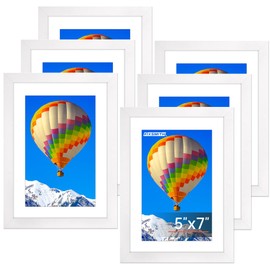 FIXSMITH 5x7 Picture Frame Set of 6, White Photo Frames Bulk with HD Plexiglass, Display Pictures 4x6 with Mat or 5x7 Without Mat, Multi Picture Frames Collage for Tabletop or Wall Display