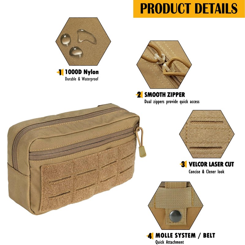Molle Admin Pouch, Military Men Horizontal Belt Bag Utility Tactical