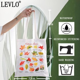 LEVLO - Bolsa de lona con hojas de otoño, diseño de hojas de otoño, regalo con temática de otoño, Autumn Leaves