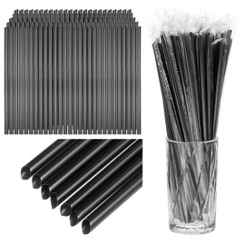 1000 Pcs 10" Black Individually Wrapped Straws 6 mm Plastic Drinking Straws Extra Long Straws Disposable for Party Restaurant Home Milkshakes Coffee Juice Beverage Smoothie