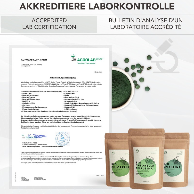 BioNutra Organic Chlorella Pellets without Additives, Residue-Controlled, Membrane Broken