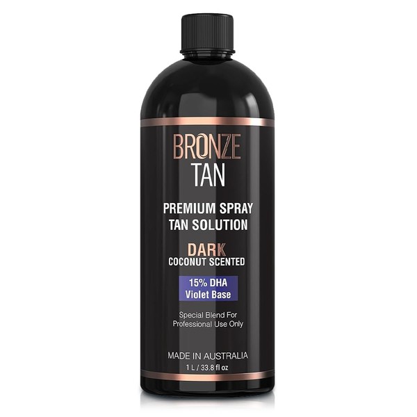 Bronze Tan Special DARK Blend Premium Spray Tan Solution For Spray Tanning Professionals - Coconut Scented Sunless Tanning Solution (1 Liter / 33.8 FL OZ)